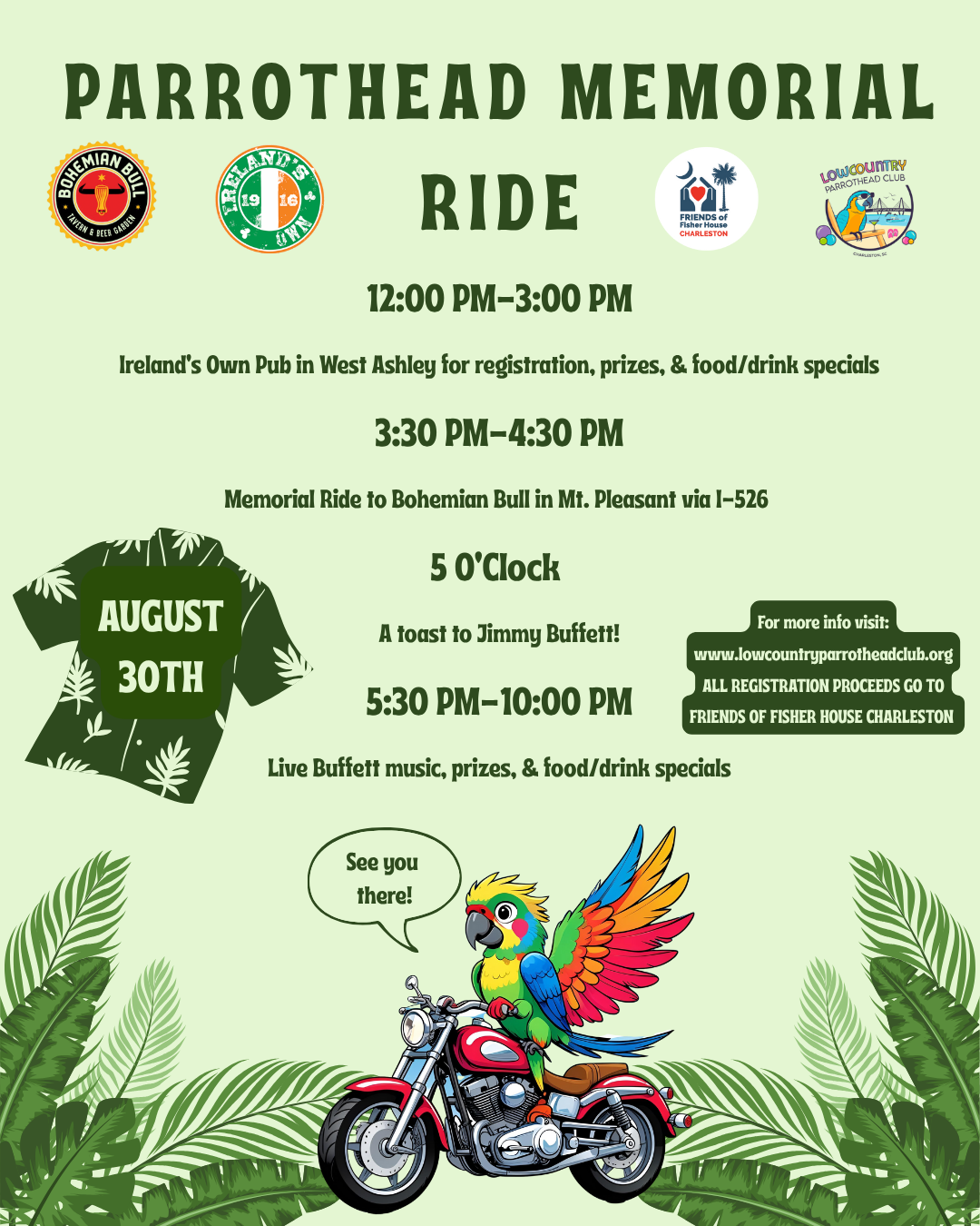 Parrothead Memorial Ride event poster