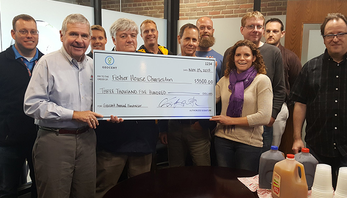 Geocent presents donation check from their 2018 Campaign