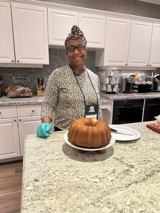 Marva Blackmon baked a pound cake and peanut butter and chocolate chip cookies, filing the kitchen with heavenly smells!