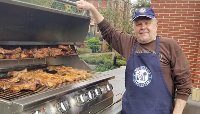 Johnny Johnson, Vietnam Veteran  cooks ribs for Fisher House